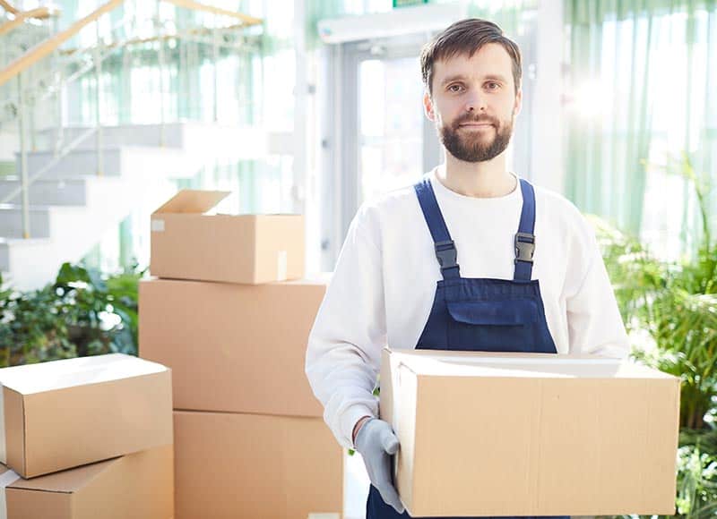 man holding box.