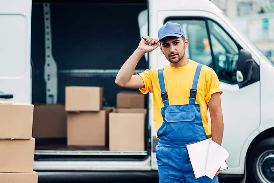 mover in front of moving van.